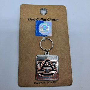 Auburn Tigers Dog Collar Charm Engravable Key Ring Silver Orange